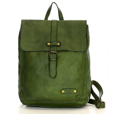 K42V Fait-main sac à dos sac à main 2 en 1 vert femmes cuir italiene vintage 